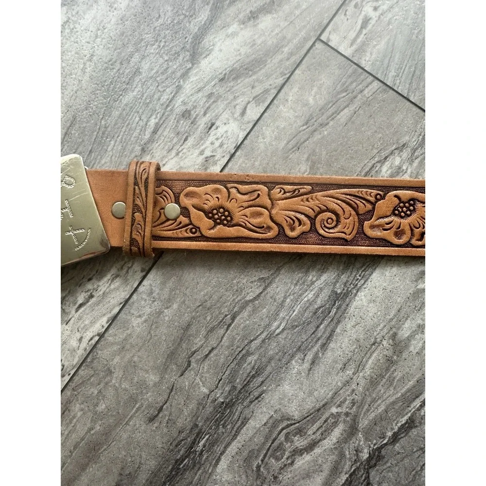 Vintage Chambers Belt Co Youth Size 22 Tooled Leather Western Horse Buckle USA
